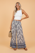 Boho Smocked High Waist Wide Leg Pants
