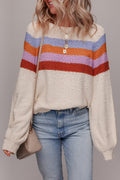 Ayla Striped Color Block Loose Sleeve Chic Sweater